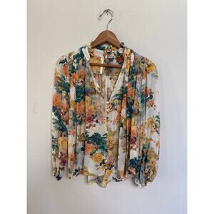 Anthropologie The Estella Sheer Floral Printed Blouse Size XXS  Boho